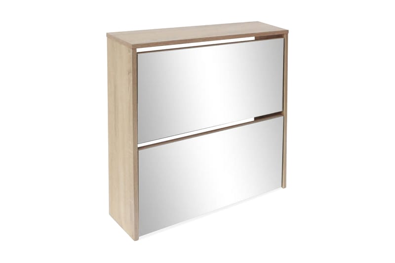 Skoskåp med 2 lådor och spegel 63x17x67 cm ek - Brun - Förvaring - Sko- & klädförvaring - Skoförvaring