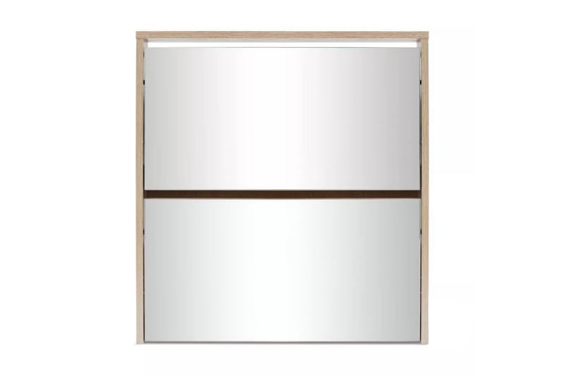 Skoskåp med 2 lådor och spegel 63x17x67 cm ek - Brun - Förvaring - Sko- & klädförvaring - Skoförvaring