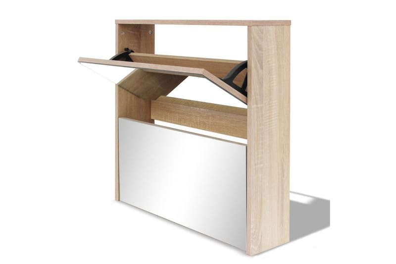 Skoskåp med 2 lådor och spegel 63x17x67 cm ek - Brun - Förvaring - Sko- & klädförvaring - Skoförvaring