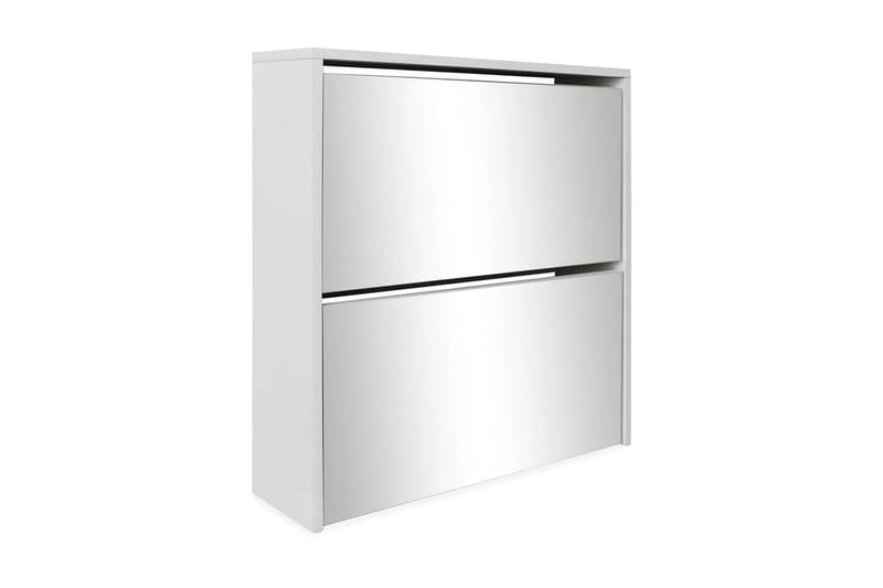 Skoskåp med 2 lådor och spegel vit 63x17x67 cm - Vit - Förvaring - Sko- & klädförvaring - Skoförvaring