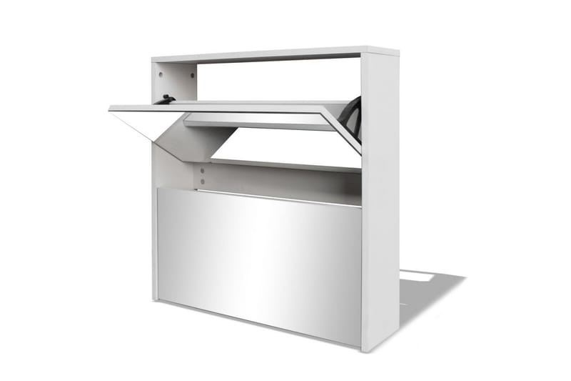 Skoskåp med 2 lådor och spegel vit 63x17x67 cm - Vit - Förvaring - Sko- & klädförvaring - Skoförvaring