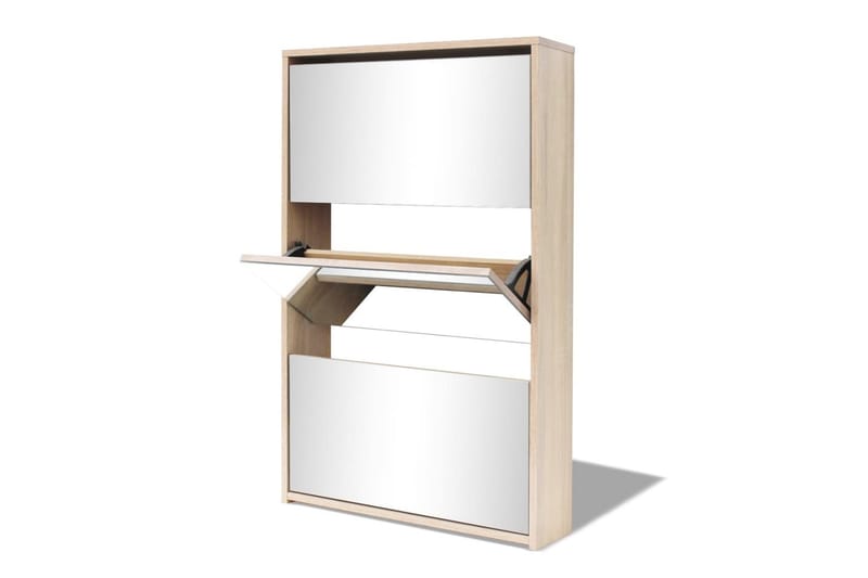 Skoskåp med 3 lådor och spegel ek 63x17x102,5 cm - Brun - Förvaring - Sko- & klädförvaring - Skoförvaring