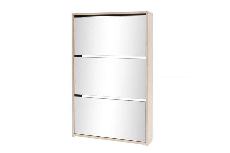 Skoskåp med 3 lådor och spegel ek 63x17x102,5 cm - Brun - Förvaring - Sko- & klädförvaring - Skoförvaring