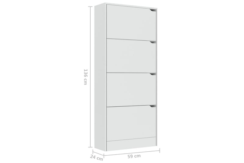 Skoskåp med 4 dörrar vit 59x24x136 cm spånskiva - Vit - Förvaring - Sko- & klädförvaring - Skoförvaring