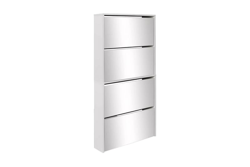 Skoskåp med 4 lådor och spegel vit 63x17x134 cm - Vit - Förvaring - Sko- & klädförvaring - Skoförvaring
