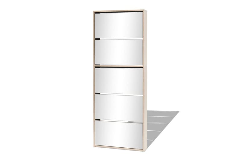 Skoskåp med 5 lådor och spegel ek 63x17x169,5 cm - Brun - Förvaring - Sko- & klädförvaring - Skoförvaring