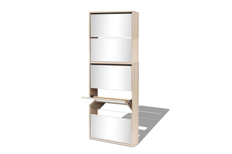 Skoskåp med 5 lådor och spegel ek 63x17x169,5 cm - Brun - Förvaring - Sko- & klädförvaring - Skoförvaring