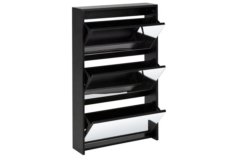 Skoskåp Midfield Svart, Silver, 63x17x103 cm - Svart, Silver, 63x17x103 cm - Förvaring - Sko- & klädförvaring - Skoförvaring