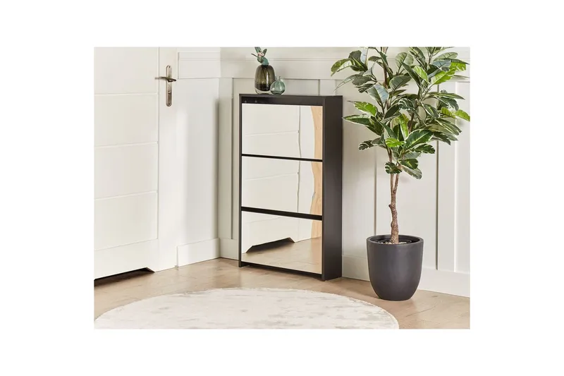 Skoskåp Midfield Svart, Silver, 63x17x103 cm - Svart, Silver, 63x17x103 cm - Förvaring - Sko- & klädförvaring - Skoförvaring