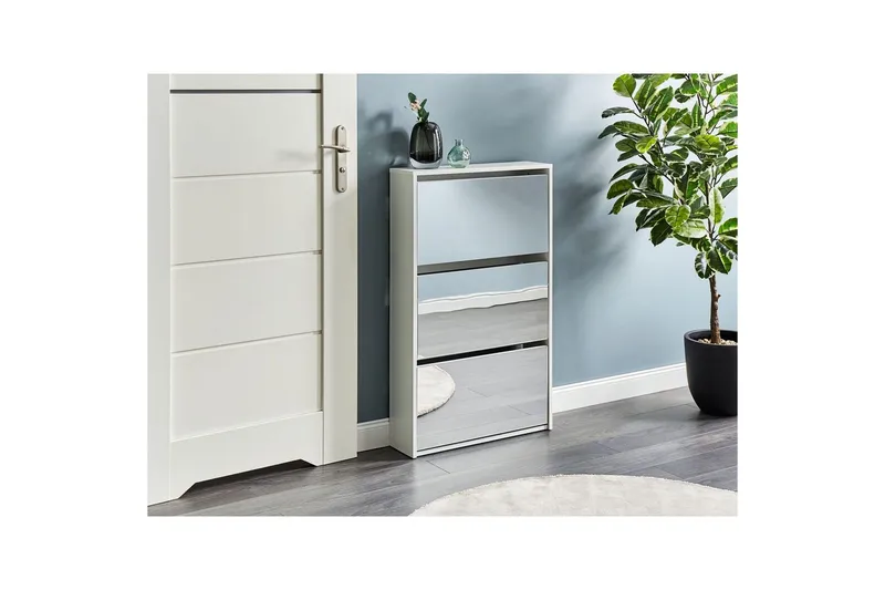 Skoskåp Midfield Vit, Silver, 63x17x103 cm - Vit, Silver, 63x17x103 cm - Förvaring - Sko- & klädförvaring - Skoförvaring
