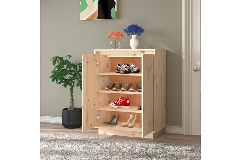 Skoskåp 60x35x80 cm massiv furu - Brun - Förvaring - Sko- & klädförvaring - Skoförvaring - Skoskåp
