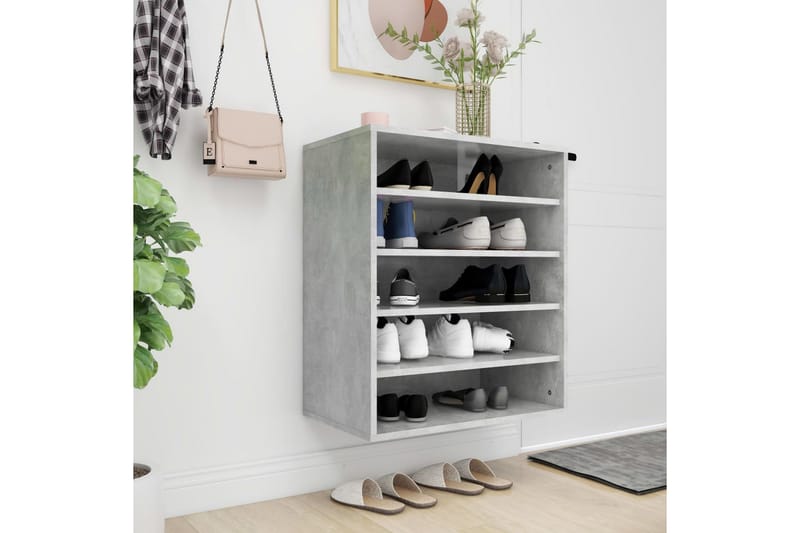 Skoskåp betonggrå 60x35x70 cm spånskiva - Betonggrå - Förvaring - Sko- & klädförvaring - Skoförvaring - Skoskåp