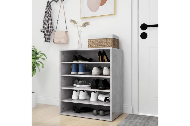 Skoskåp betonggrå 60x35x70 cm spånskiva - Betonggrå - Förvaring - Sko- & klädförvaring - Skoförvaring - Skoskåp