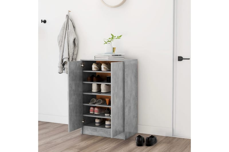 Skoskåp betonggrå 60x35x92 cm spånskiva - Betonggrå - Förvaring - Sko- & klädförvaring - Skoförvaring - Skoskåp