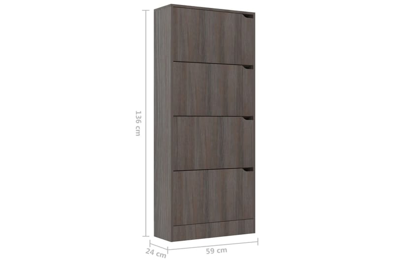 Skoskåp med 4 dörrar grå sonoma-ek 59x24x136 cm spånskiva - Grå ek - Förvaring - Sko- & klädförvaring - Skoförvaring - Skoskåp