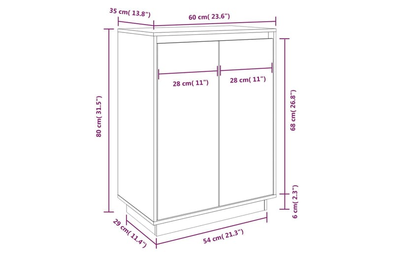 Skoskåp vit 60x35x80 cm massiv furu - Vit - Förvaring - Sko- & klädförvaring - Skoförvaring - Skoskåp