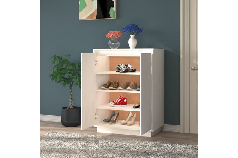 Skoskåp vit 60x35x80 cm massiv furu - Vit - Förvaring - Sko- & klädförvaring - Skoförvaring - Skoskåp