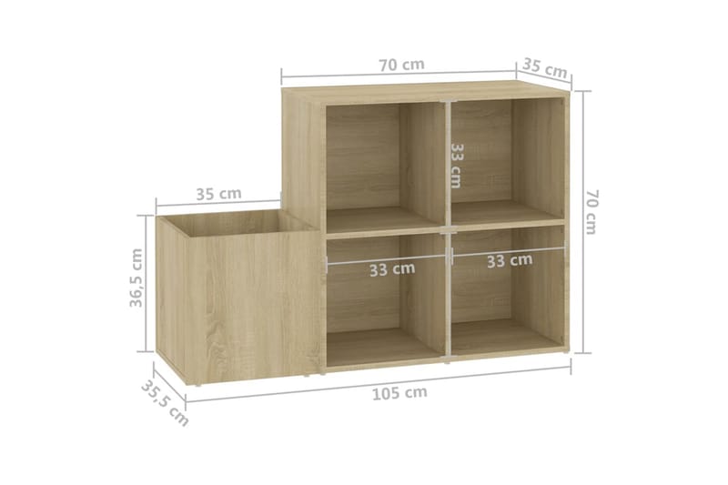 Skoskåp sonoma-ek 105x35,5x70 cm spånskiva - Brun - Skoförvaring - Skohylla & skoställ