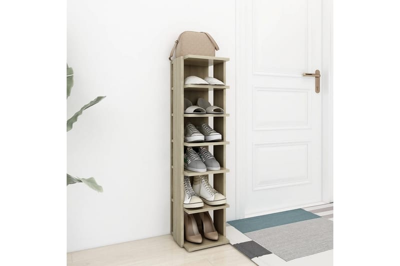 Skoskåp sonoma-ek 25x27x102 cm spånskiva - Brun - Förvaring - Sko- & klädförvaring - Skoförvaring