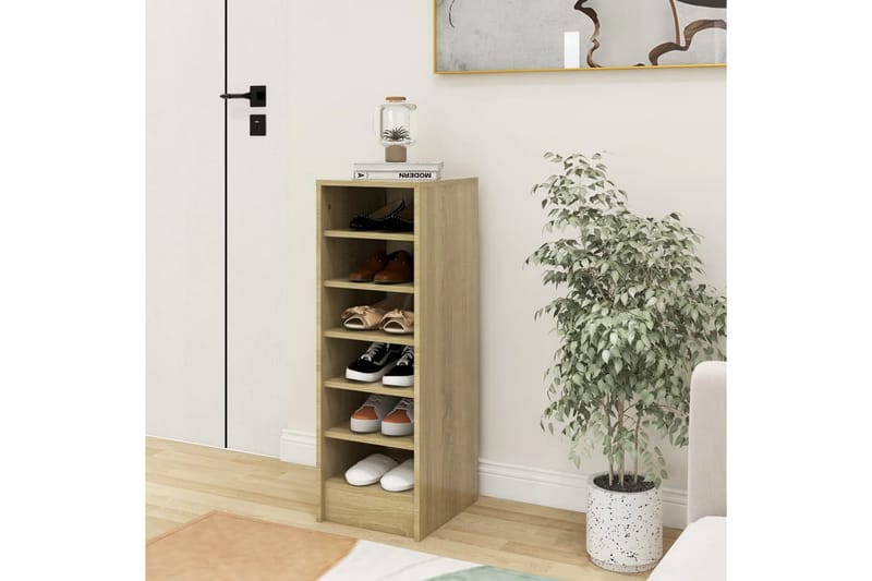 Skoskåp sonoma-ek 31,5x35x90 cm spånskiva - Brun - Förvaring - Sko- & klädförvaring - Skoförvaring