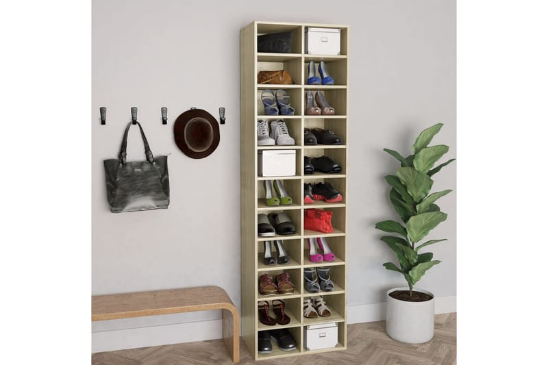 Skoskåp sonoma-ek 54x34x183 cm spånskiva - Brun - Förvaring - Sko- & klädförvaring - Skoförvaring