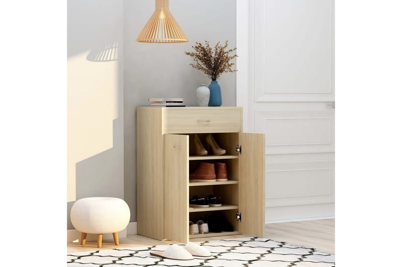 Skoskåp sonoma-ek 60x35x84 cm spånskiva - Brun - Förvaring - Sko- & klädförvaring - Skoförvaring