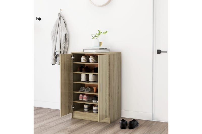 Skoskåp sonoma-ek 60x35x92 cm spånskiva - Brun - Förvaring - Sko- & klädförvaring - Skoförvaring