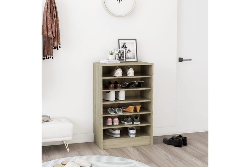 Skoskåp sonoma-ek 60x35x92 cm spånskiva - Brun - Förvaring - Sko- & klädförvaring - Skoförvaring