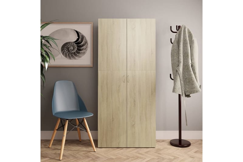 Skoskåp sonoma-ek 80x35,5x180 cm spånskiva - Brun - Förvaring - Sko- & klädförvaring - Skoförvaring