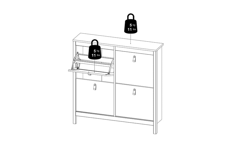 STOLFERS Skoskåp 25x102 cm Vit/Natur - Skoförvaring - Skoskåp