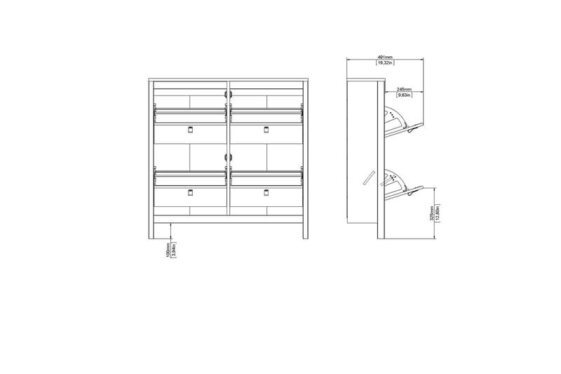 STOLFERS Skoskåp 25x102 cm Vit/Natur - Skoförvaring - Skoskåp