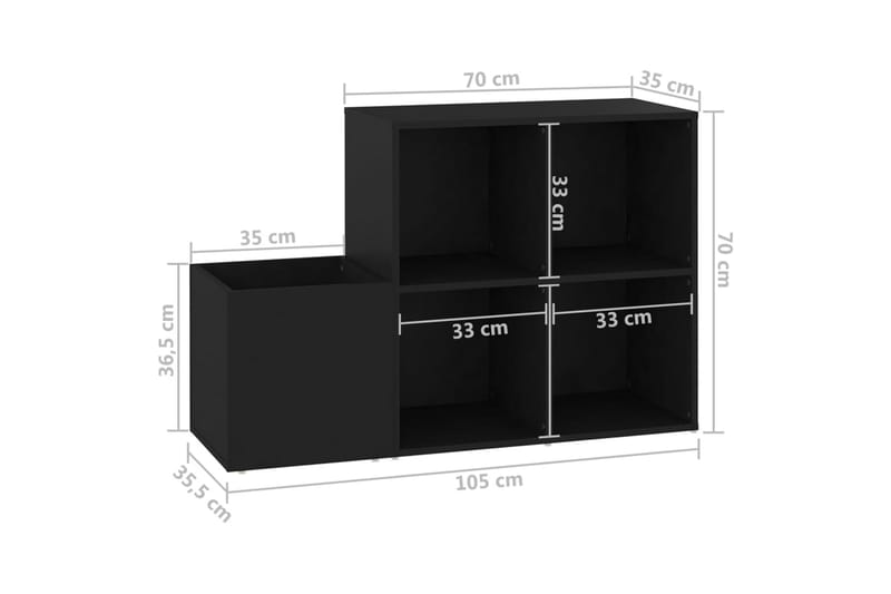 Skoskåp svart 105x35,5x70 cm spånskiva - Svart - Skoförvaring - Skohylla & skoställ