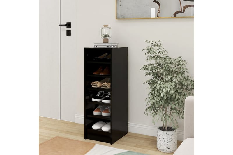 Skoskåp svart 31,5x35x90 cm spånskiva - Svart - Förvaring - Sko- & klädförvaring - Skoförvaring