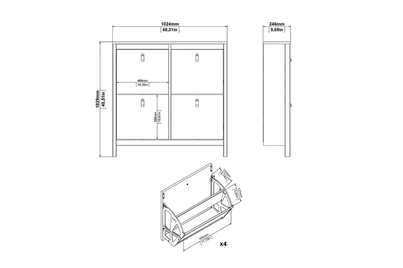 Vallvidera Skoskåp 25x102 cm - Svart/Natur - Förvaring - Sko- & klädförvaring - Skoförvaring - Skoskåp