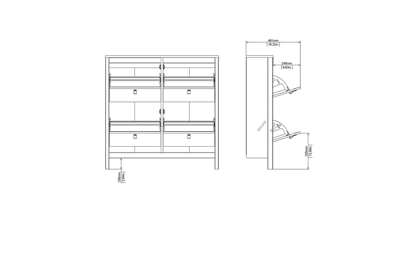 Vallvidera Skoskåp 25x102 cm - Vit/Natur - Förvaring - Sko- & klädförvaring - Skoförvaring - Skoskåp