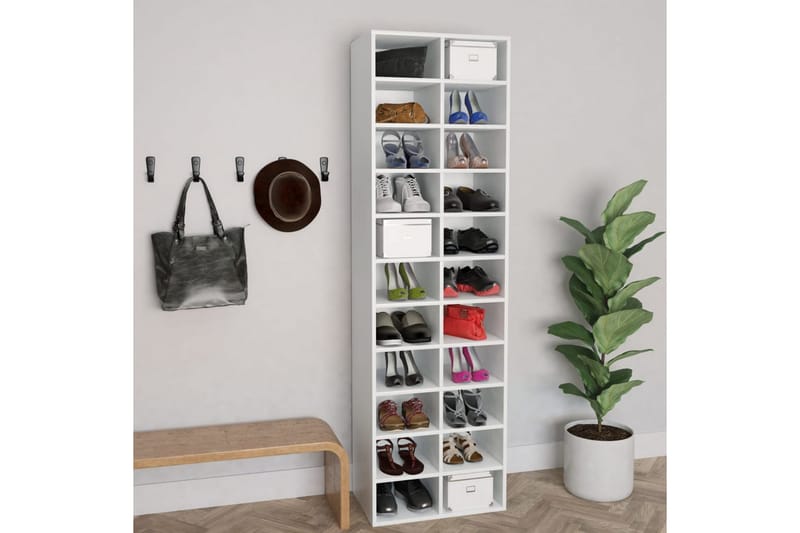 Skoskåp vit 54x34x183 cm spånskiva - Vit - Förvaring - Sko- & klädförvaring - Skoförvaring