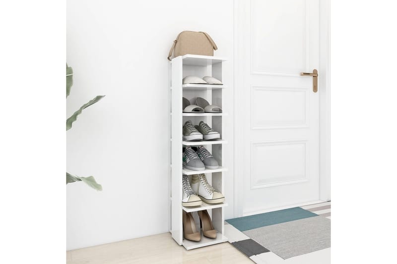 Skoskåp vit högglans 25x27x102 cm spånskiva - Vit högglans - Förvaring - Sko- & klädförvaring - Skoförvaring