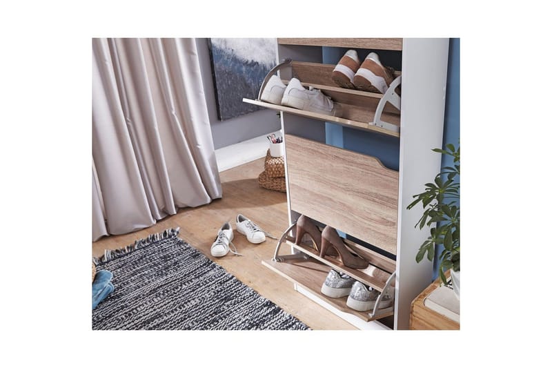 Skoskåp Wohnling Folierad spånskiva 4 tipp-ut fack för 24 par - Förvaring - Sko- & klädförvaring - Skoförvaring