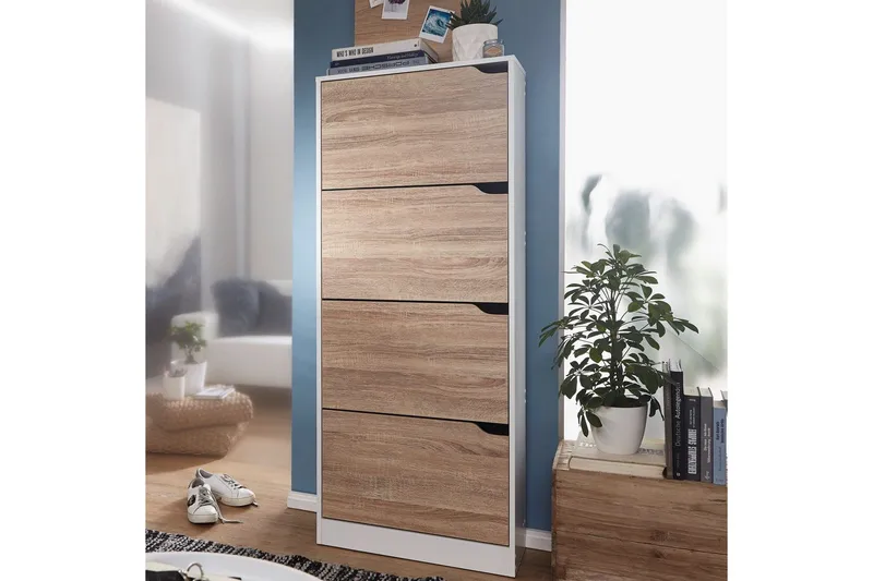 Skoskåp Wohnling Folierad spånskiva 4 tipp-ut fack för 24 par - Förvaring - Sko- & klädförvaring - Skoförvaring