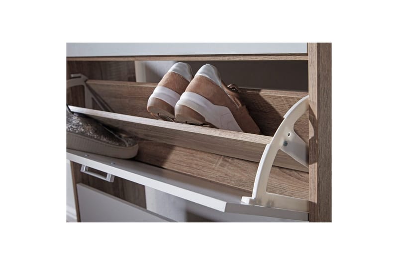 Skoskåp Wohnling Folierad spånskiva med förvaringshylla, 2 nedfällbara fack, 1 låda - Förvaring - Sko- & klädförvaring - Skoförvaring