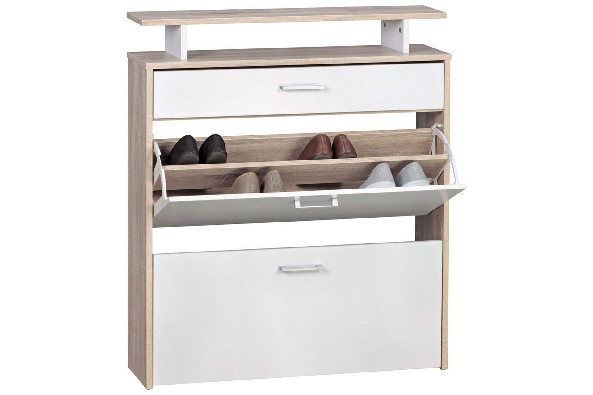 Skosk&aring;p Wohnling Folierad sp&aring;nskiva med f&ouml;rvaringshylla, 2 nedf&auml;llbara fack, 1 l&aring;da -