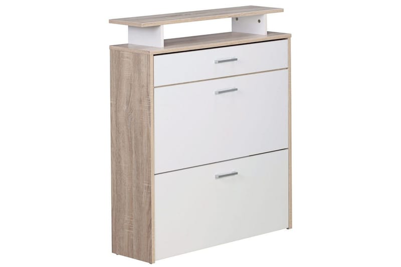 Skoskåp Wohnling Folierad spånskiva med förvaringshylla, 2 nedfällbara fack, 1 låda - Förvaring - Sko- & klädförvaring - Skoförvaring