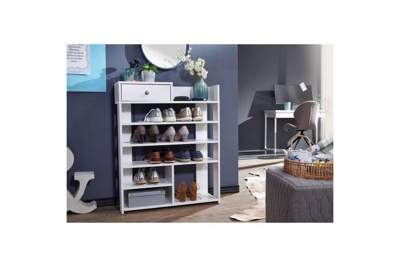 Skoskåp Wohnling Folierad spånskiva öppet rack 1 låda - Förvaring - Sko- & klädförvaring - Skoförvaring