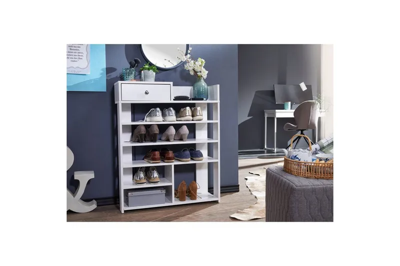 Skoskåp Wohnling Folierad spånskiva öppet rack 1 låda - Förvaring - Sko- & klädförvaring - Skoförvaring