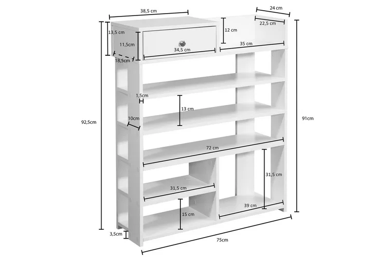 Skoskåp Wohnling Folierad spånskiva öppet rack 1 låda - Förvaring - Sko- & klädförvaring - Skoförvaring