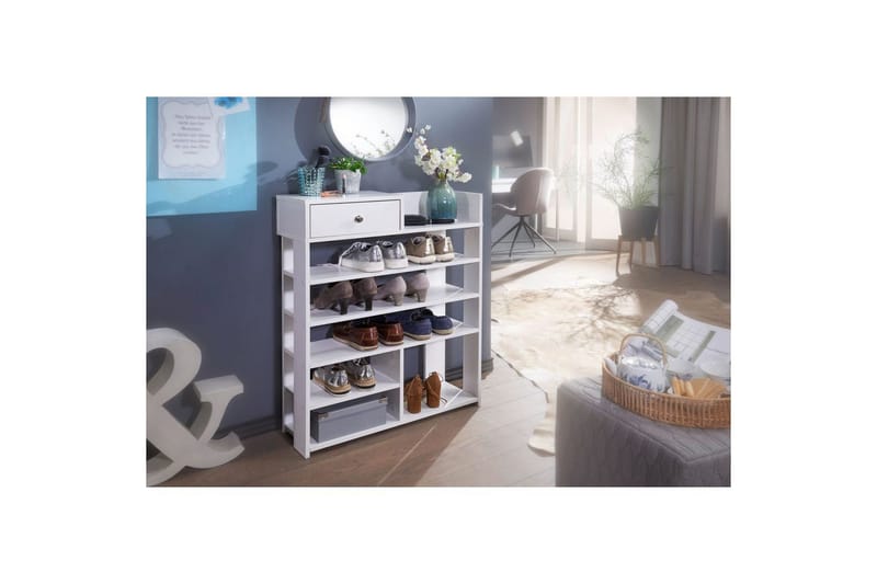 Skoskåp Wohnling Folierad spånskiva öppet rack 1 låda - Förvaring - Sko- & klädförvaring - Skoförvaring