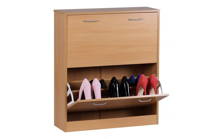 Skoskåp Wohnling KIEL med 2 fällbara fack, folierad spånskiva Bok, Bok