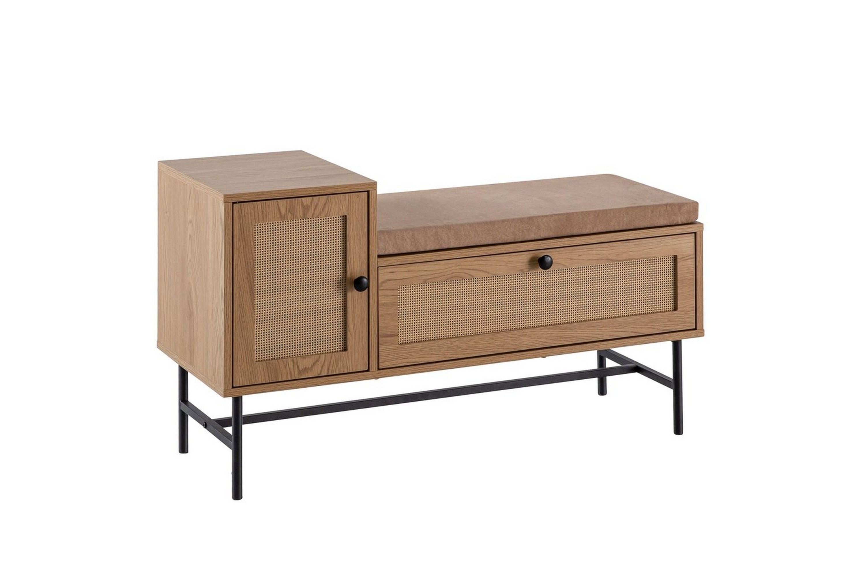 skoskåp wohnling klädd bänk ekmönstrad folie 1 dörr 1 låda -