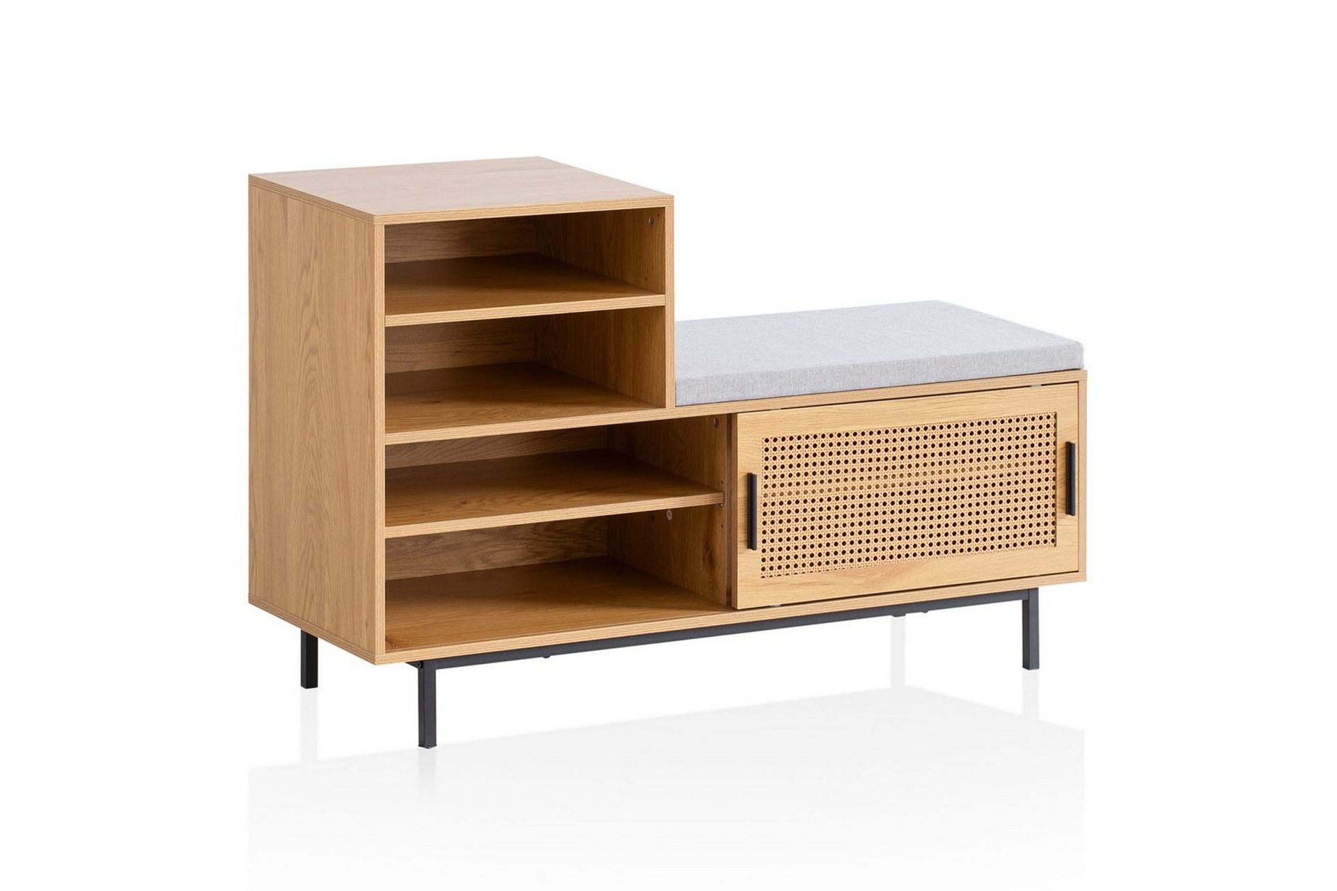 Skosk&aring;p Wohnling Kl&auml;dd B&auml;nk med Skjutd&ouml;rr Wiensk Korgm&ouml;nstrad Optik Modern -