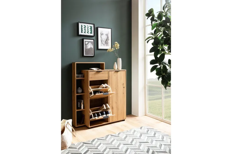 Skoskåp Wohnling Massa 2 fällbara fack för 12 par Folierad spånskiva med 1 dörrhylla - Förvaring - Sko- & klädförvaring - Skoförvaring